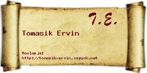 Tomasik Ervin névjegykártya